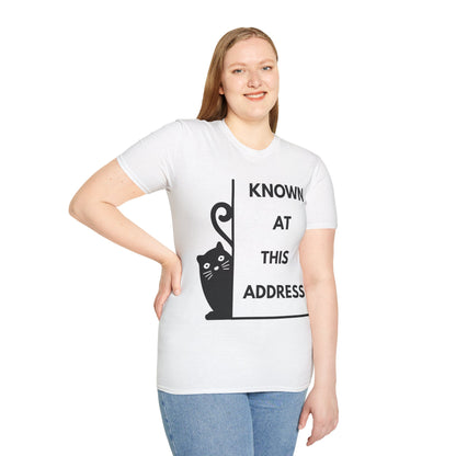 "Known At This Address" Cotton Cat T-Shirt - Ships from Australia