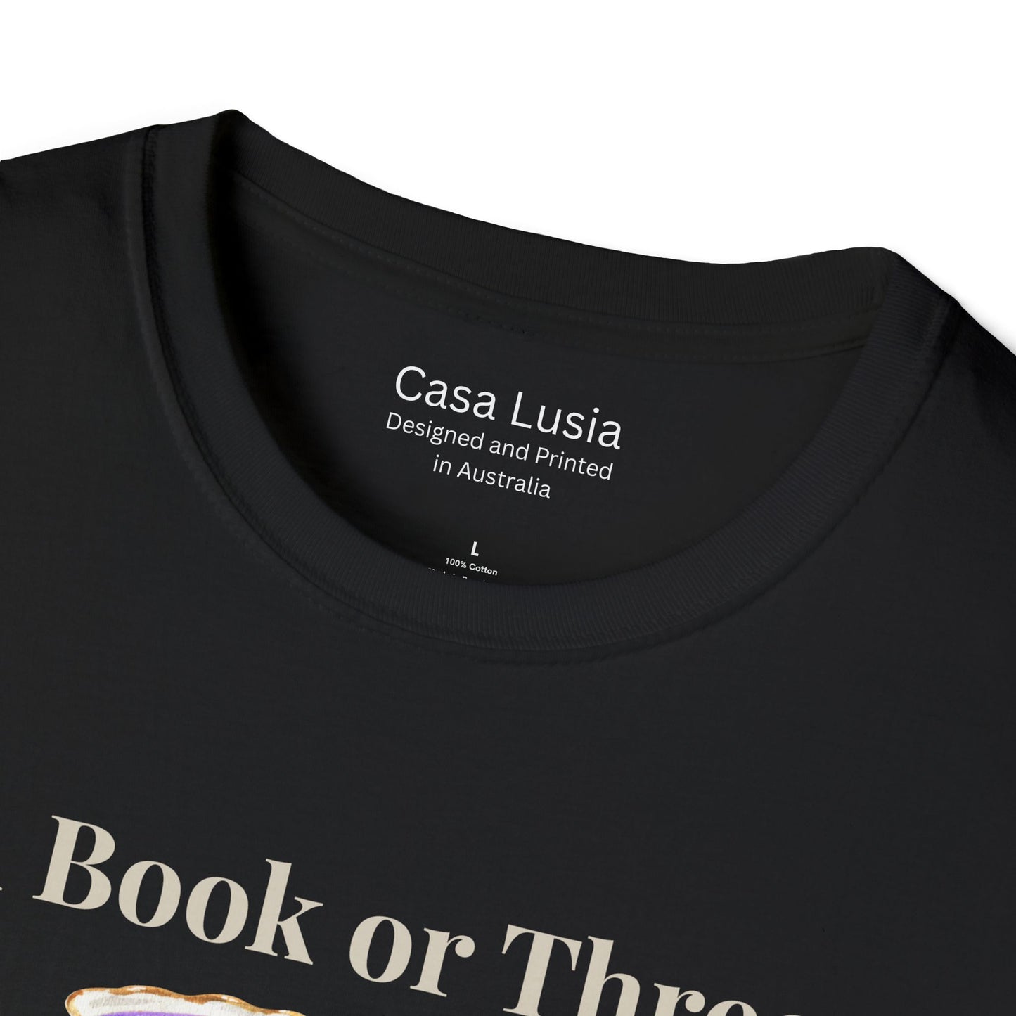 "A Book or Three and a Cup of Tea" Light Weight Cotton T-Shirt - Ships from Australia