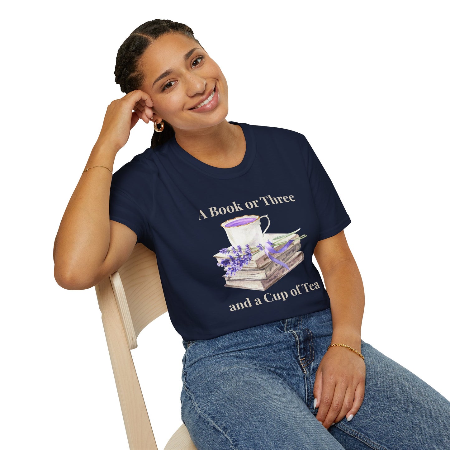 "A Book or Three and a Cup of Tea" Light Weight Cotton T-Shirt - Ships from Australia