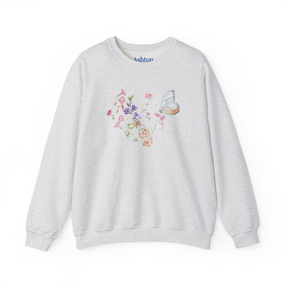 Botanical Floral & Butterfly Sweatshirt - Ships from Australia