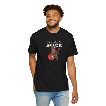 "My Cat Likes To Rock" Cat T-Shirt - ships from Australia