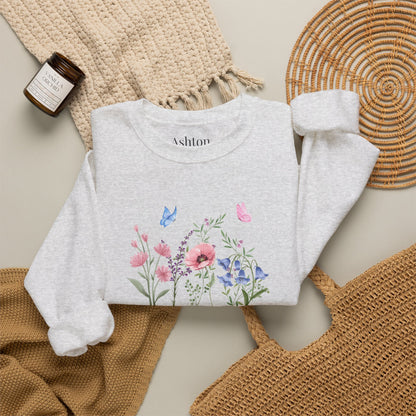 Butterflies and Flowers sweatshirt - Ships from Australia