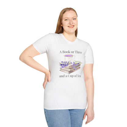"A Book or Three and a Cup of Tea" Light Weight Cotton T-Shirt - Ships from Australia