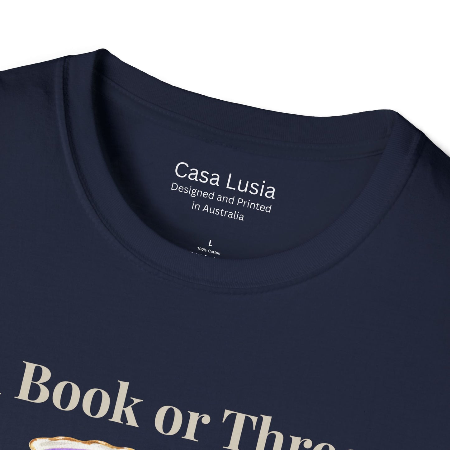 "A Book or Three and a Cup of Tea" Light Weight Cotton T-Shirt - Ships from Australia