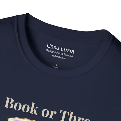 "A Book or Three and a Cup of Tea" Light Weight Cotton T-Shirt - Ships from Australia
