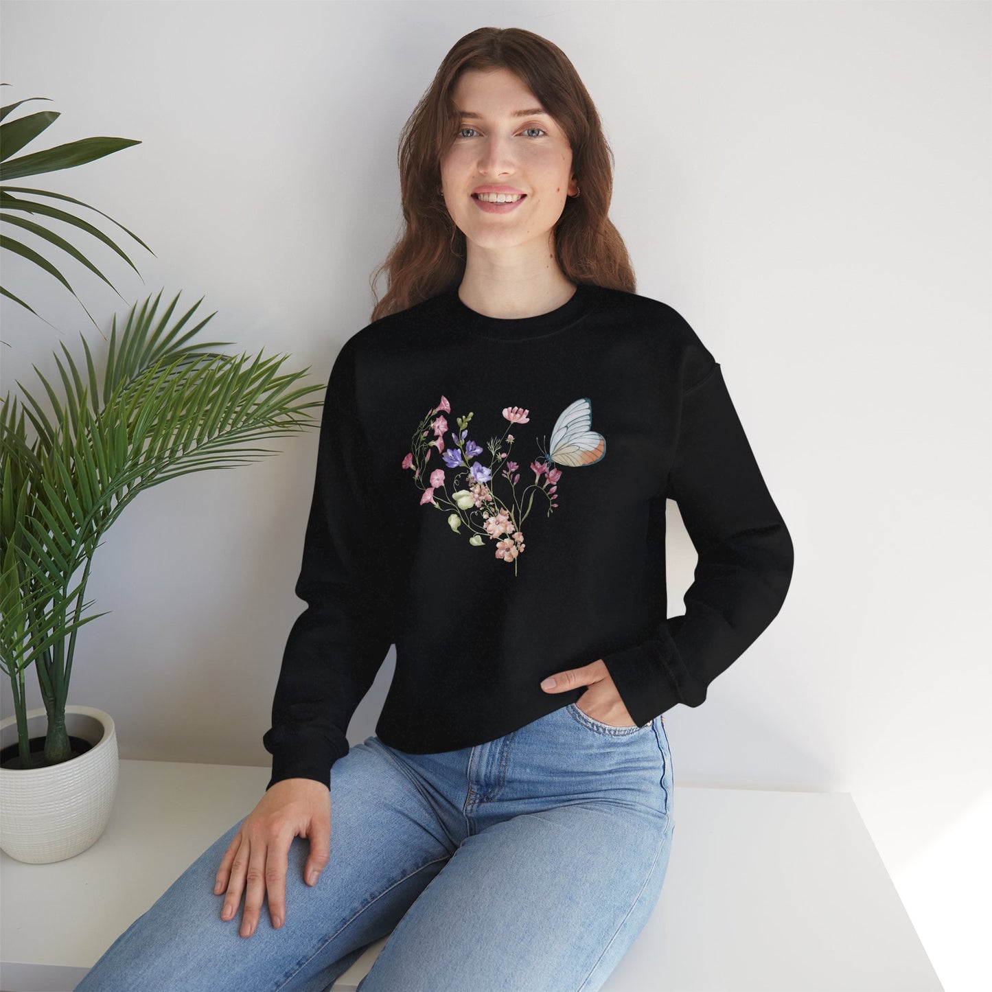 Botanical Floral & Butterfly Sweatshirt - Ships from Australia