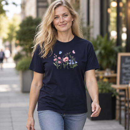 Butterflies and Flowers T-shirt - Ships from Australia