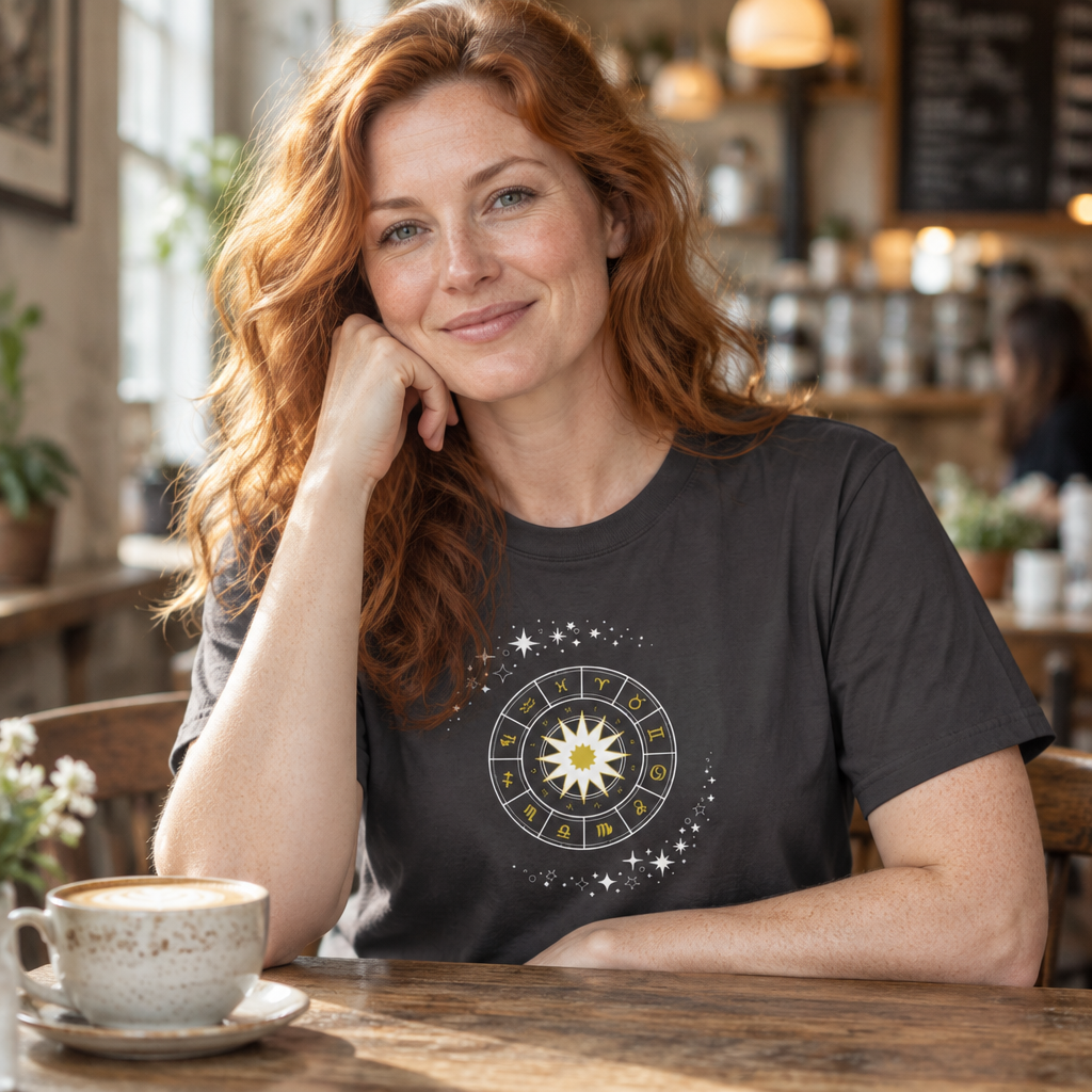 Celestial Zodiac Wheel T-Shirt — Ships from Australia