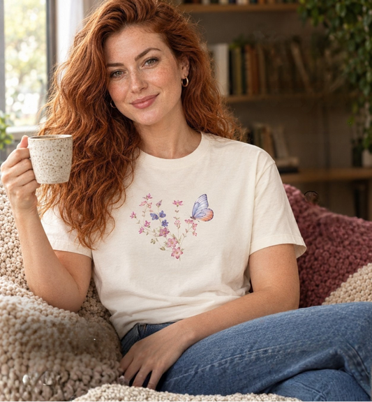 Floral Butterfly T-Shirt - Ships from Australia